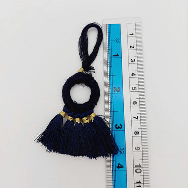 Set of 2 Navy Blue Hoop Tassels, Indian Tassels, Boho Chic Tassels
